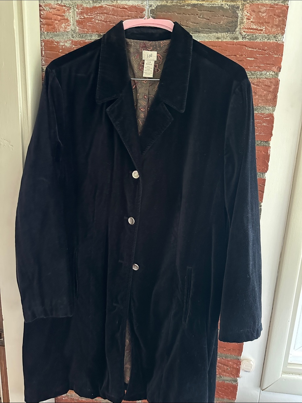 J. Jill Black Velvet Pea Coat